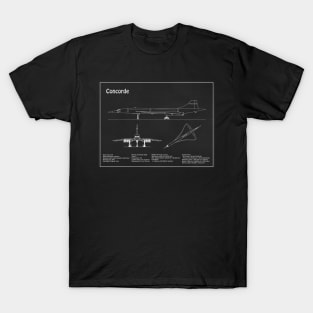 Concorde - Airplane Blueprint - PD T-Shirt